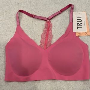 True & Co Bra True Body Lace Razorback Bra Size Small Pink NWT